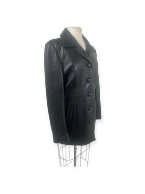 Vintage Genuine Leather Black Jacket Coat Tailored Blazer Soft and Supple